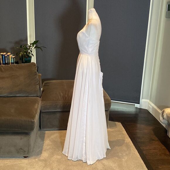 Women’s Elegant White Chiffon Full Length Dress CorsetBack Leg Slit Size 2 *READ - Picture 7 of 12